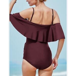 Summer Mae Women’s M Off-Shoulder Maternity Swimsuits Ruffle Pregnancy One Piece